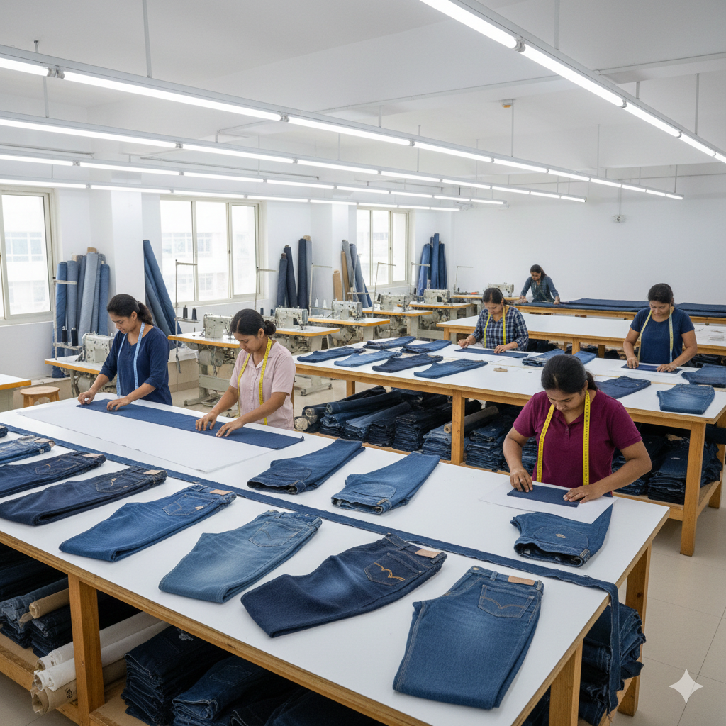 denim sampling and prototyping process for men’s jeans manufacturing